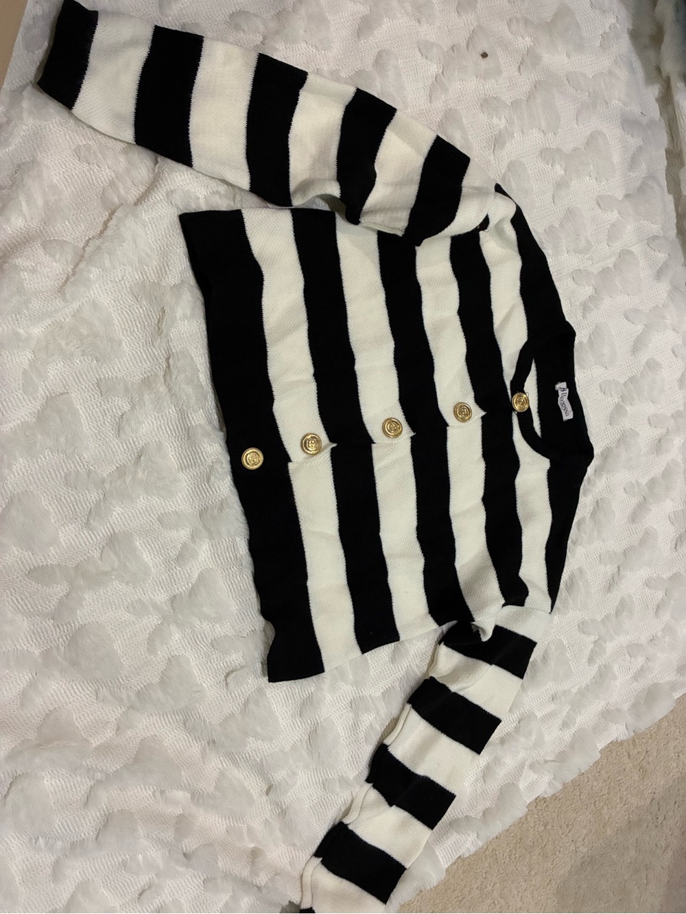Black & White Striped Button Cardigan